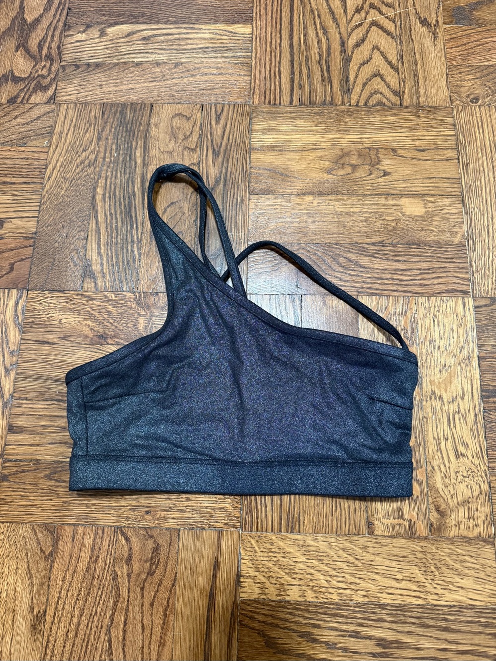 One-Shoulder Sports Bra - Black Shimmer